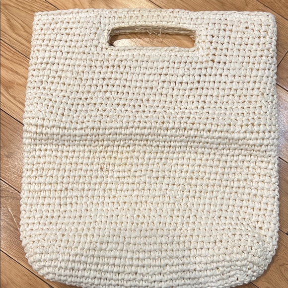 Woven Cream Tote Bag with Built-In Handles - Picture 5 of 7